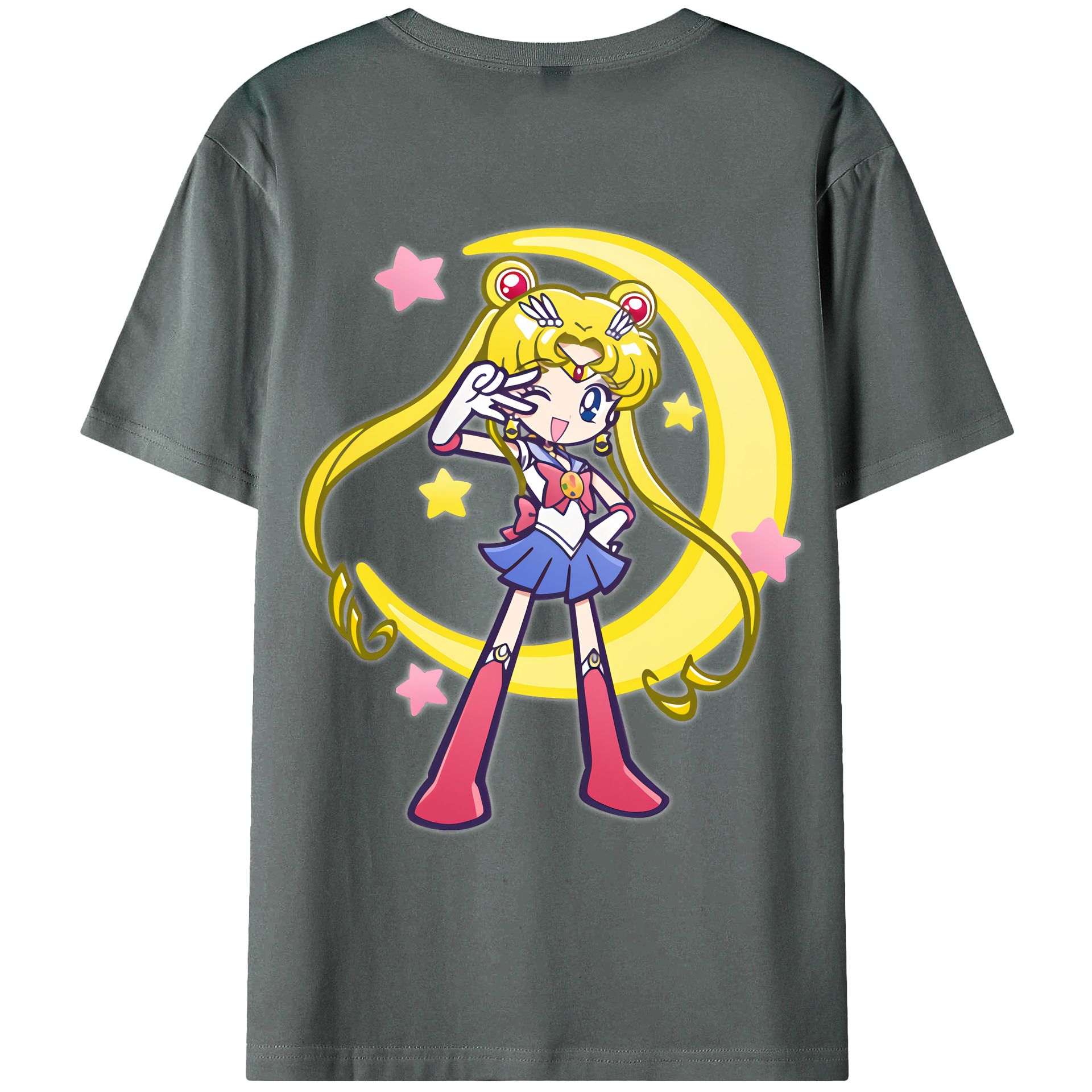 （画像用） 美少女戦士セーラームーン 月野 うさぎ つきの うさぎ Sailor Moon Tsukino Usagi 綿100％ メンズ半袖Tシャツ（バックプリント） 通気性